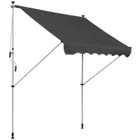Tenda da Sole da Esterno 2x1.5m a Rullo con Manovella, Altezza e Angolazione Regolabile, Grigio
