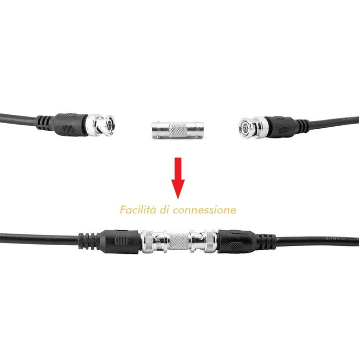 Accoppiatore Adattatore Connettore BNC Femmina a Femmina Per Videosorveglianza