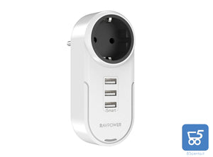 Adattatore 230V 16A con Presa Schuko 3 ingressi USB 3,4A Totale 5V da Parete