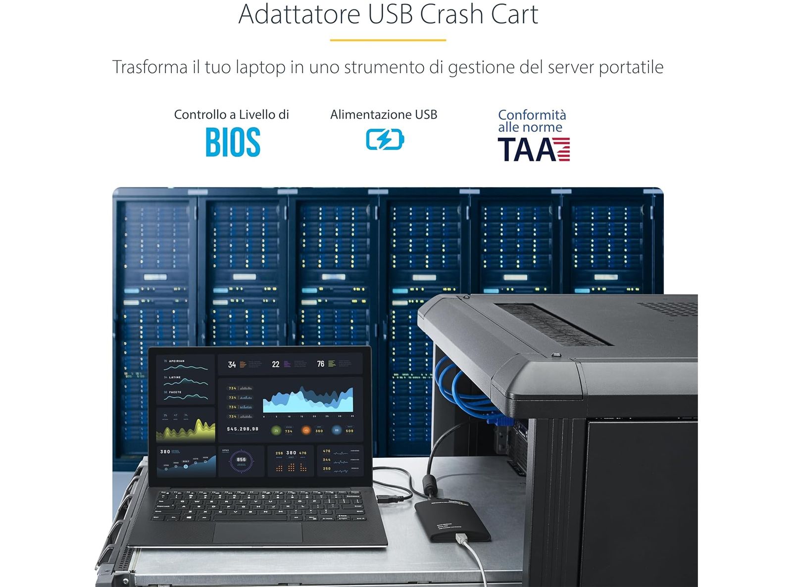 Adattatore KVM Portatile per Laptop StarTech NOTECONS01 – Crash Cart USB 2.0