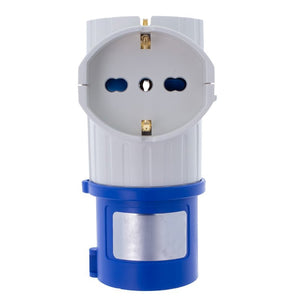 Adattatore Spina Industriale CEE 2P+T 16A 250V + 3 Prese Schuko/Bipasso/EU