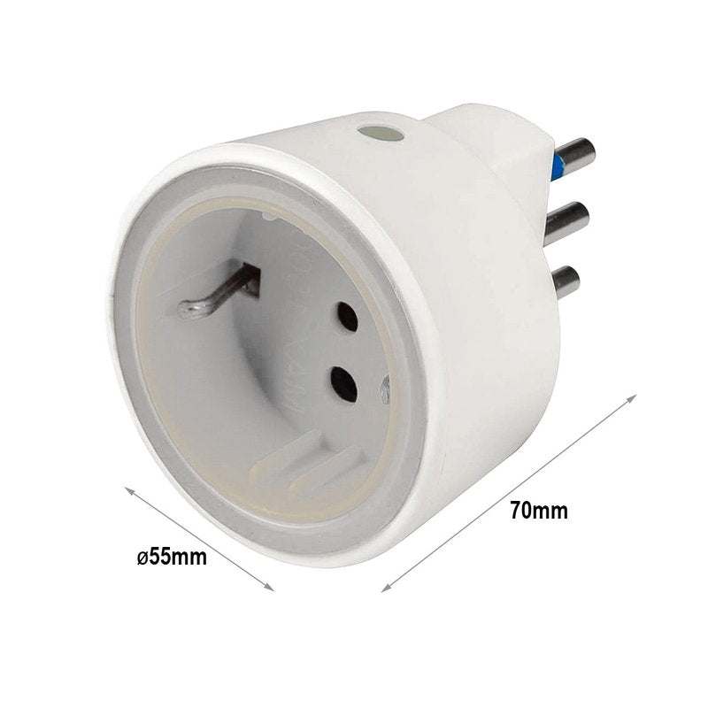 Adattatore Spina Passante Con Luce Notturna e Sensore Crepuscolare Massimo 1500W