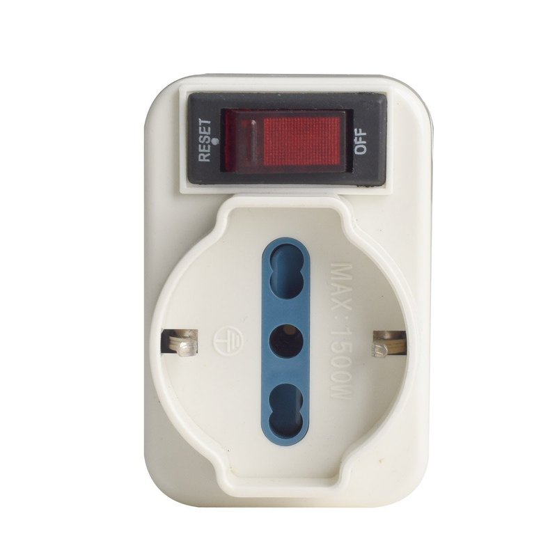 Adattatore Triplo con Interruttore Spina 10A con 2 Prese Bipasso 10A/16A e 1 Presa Universale 10A/16A Max 1500W Salvaspazio Bianco