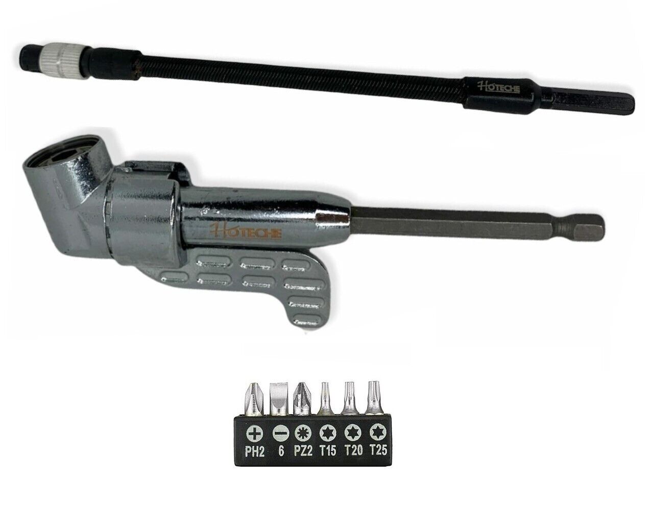 Adattatore angolare per trapano attacco 1/4" Set 8 pz prolunga flessibile 251030