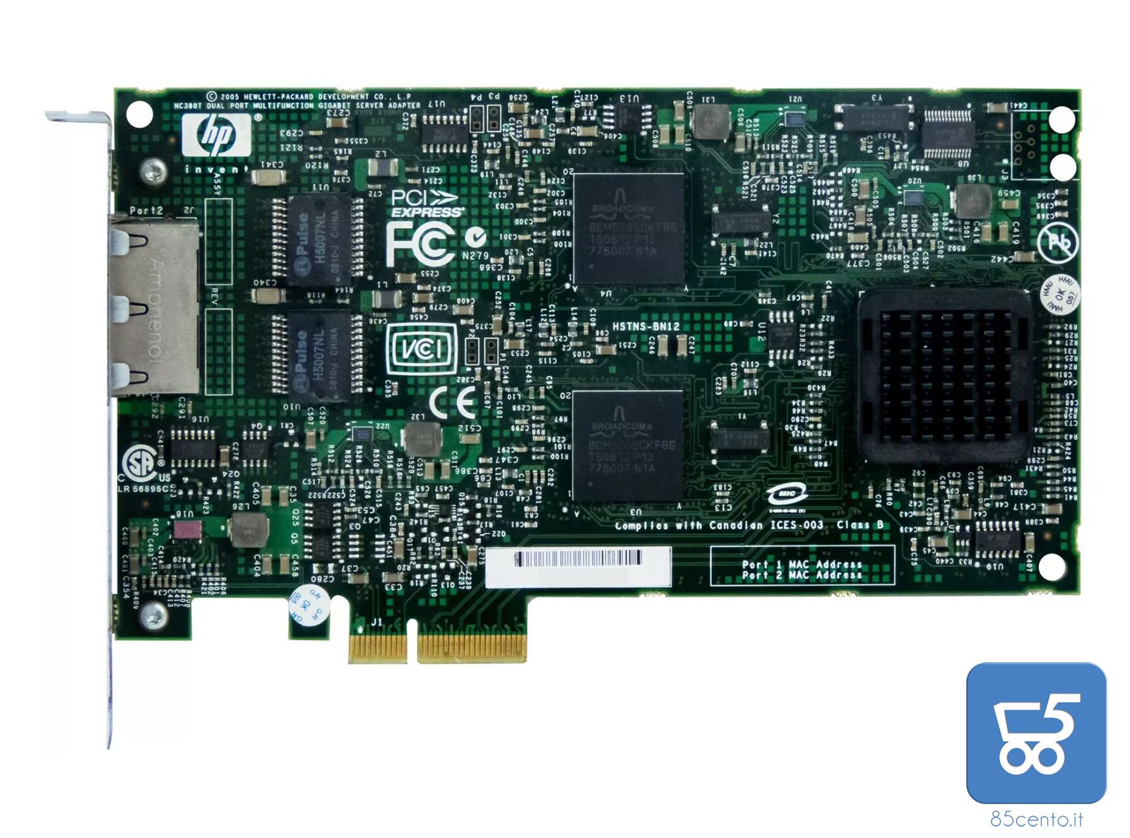 Adattatore server Gigabit Multifunzione a Doppia Porta PCIe HPE HP 374443-001 NC380T