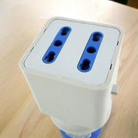 Adattatore spina industriale 3 Poli monofase 2 prese bivalenti 16A blu CEE