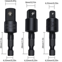 Adattatori per prese oscillanti, attacco esagonale da 1/4" 3/8" 1/2" art.07735