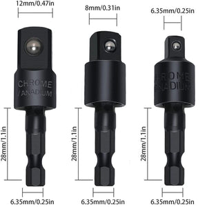 Adattatori per prese oscillanti, attacco esagonale da 1/4" 3/8" 1/2" art.07735