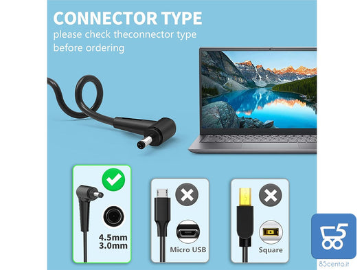 Addattatore alimentazione 90W 19V 4,74A compatibile ASUS connettore rotondo 4,5mm 3 mm SK90B190474