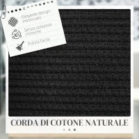 Cesto Portabiancheria da 88L Portatile e Pieghevole con Manici in Cotone Naturale, Ø56x35.5 cm, Nero