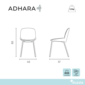 Adhara, Set di 4 sedie in tessuto Grigio chiaro (57cm X 46cm H. 80cm) | Duzzle