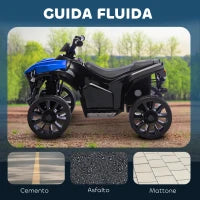 Quad Elettrico per Bambini ATV con Batteria Ricaricabile 6V, Fari LED e Musica, Età 3-8 Anni, Blu