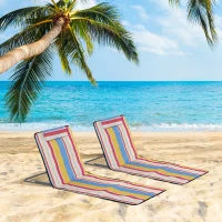 Set 2 Sdraio da Spiaggia Pieghevoli con Schienale Regolabile e Poggiatesta, 53x124x35-45 cm, Multicolore