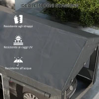Gazebo per Auto e Feste con Altezza Regolabile, 4 Porte e 4 Finestre, 6x3m Grigio Scuro