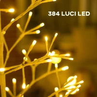 Albero di Natale Artificiale con 384 Luci LED Bianche e Rami Pieghevoli, in PP e Acciaio, Ø20x180 cm, Bianco
