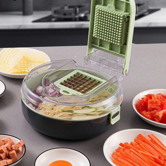 Affettatrice manuale affetta taglia verdure 9 in 1 mandolina con cestello