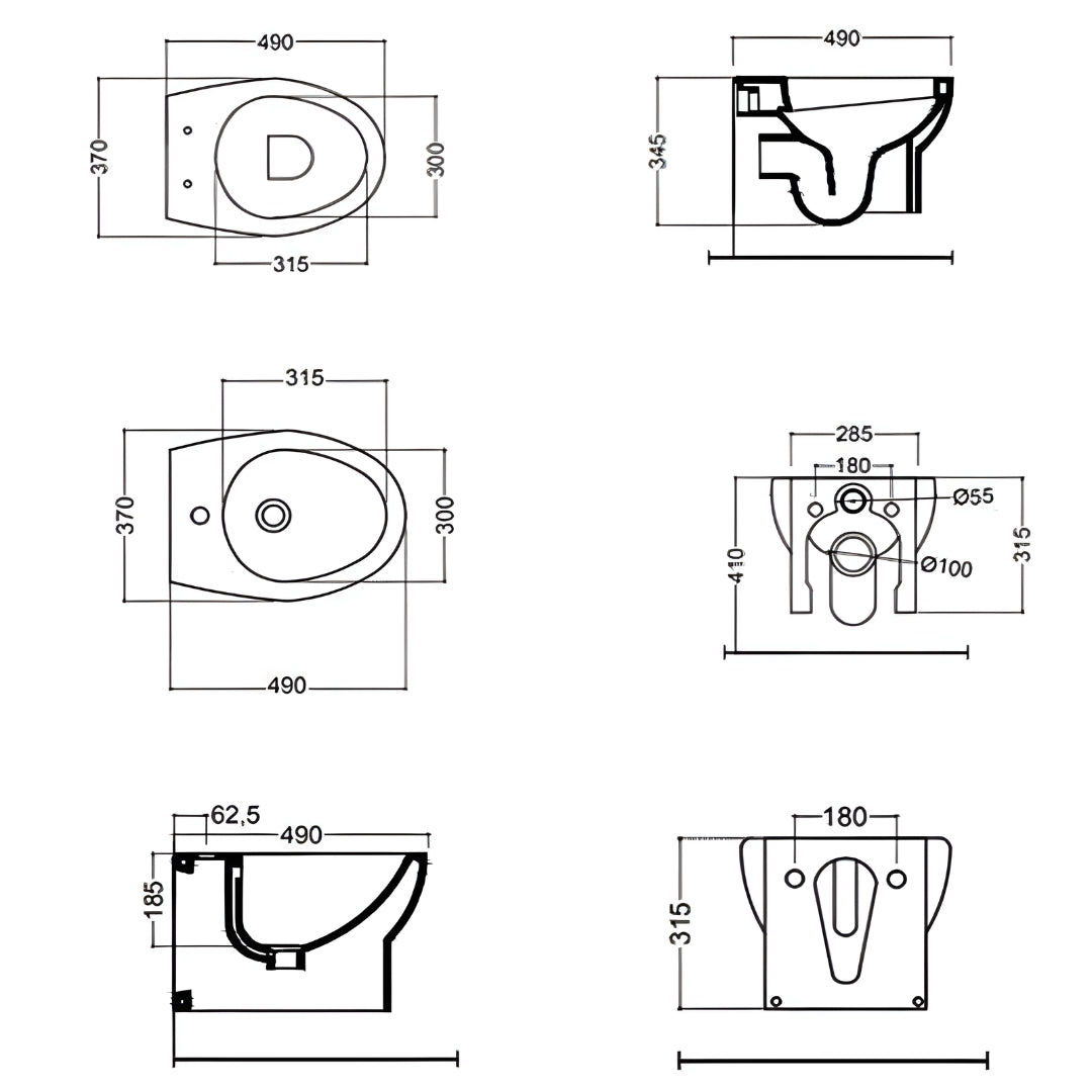 Ogomondo sanitari ceramica dark a pavimento vaso wc bidet sedile