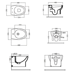 Ogomondo sanitari ceramica dark a pavimento vaso wc bidet sedile