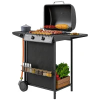 Barbecue a Gas con 3 Bruciatori Indipendenti e Coperchio con Termometro, 108x54x97 cm, Nero