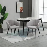 Set 2 Sedie Imbottite Moderne con Rivestimento in Tessuto per Soggiorno e Salotto, Grigio Chiaro