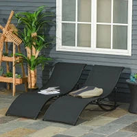Set 2 Sdraio da Giardino Pieghevoli, Lettino Prendisole in Alluminio e Textilene, 61x165x63cm