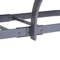 Set Mobili da Giardino un Tavolo con 6 Sedie Pieghevoli Schienale Reclinabile a 7 Livelli Struttura Verniciata a Polvere Antiruggine Nero  Argento Alluminio Tessuto a Rete Vetro