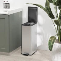 Bidone della spazzatura da cucina 20L, in acciaio inossidabile con coperchio a chiusura morbida, compatto con secchio interno rimovibile