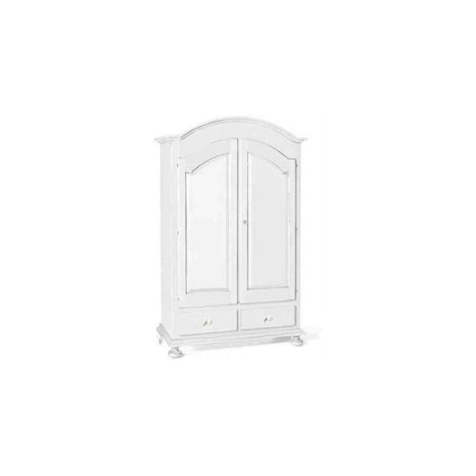 Armadio a cappello tondo appendiabiti con bastone e 2 ante 2 cassetti in legno massello e mdf con rifinitura in bianco 125x61x200 H