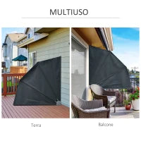 Tenda Frangivista a Ventaglio Salvaspazio e Richiudibile in Alluminio e Poliestere, 140x10x140cm Grigio Scuro