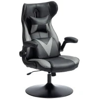 Sedia da Gaming con Funzione Oscillante, Sedia Girevole, Regolabile in Altezza, Seduta Imbottita, in Metallo, 67 x 71 x 112 cm, Grigio