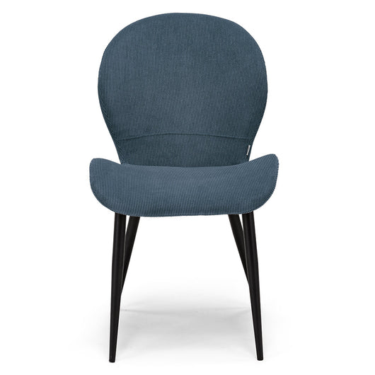 Sedia imbottita per sala da pranzo AISHA, design moderno, gambe coniche robuste in metallo, rivestimento in tessuto idrorepellente morbido al tatto colore Blu Notte