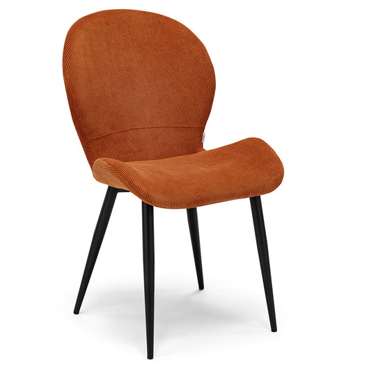 Sedia imbottita per sala da pranzo AISHA, design moderno, gambe coniche robuste in metallo, rivestimento in tessuto idrorepellente morbido al tatto colore Ruggine