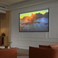 Telo per Proiettore da 120" Formato 16:9/4:3 ad Altezza Regolabile, 251.8x8.6x7 cm, Bianco e Nero