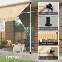 Tenda da Sole a Bracci 3x1.5m con Manovella e Struttura Telescopica, Arancione e Bianco