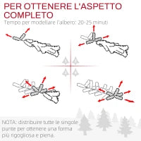 Albero di Natale Innevato a 3 Sezioni con 490 Rami in Metallo e Plastica, 54x54x210 cm, Verde