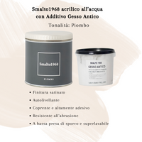 Smalto1968 base acqua gesso antico shabby chic finitura opaca multicolore l 0.5 *** colore- piombo, confezione 1