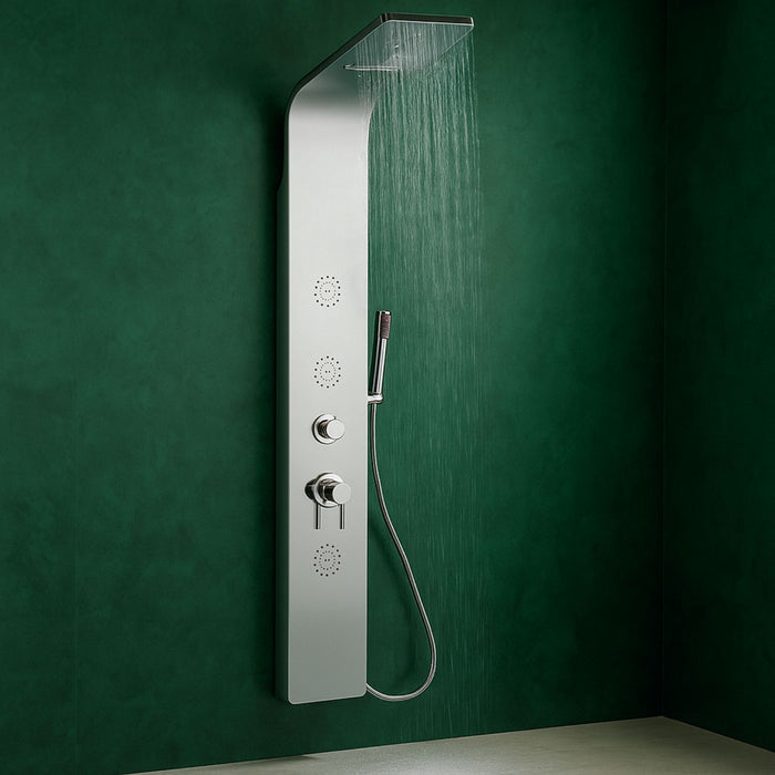 Colonna doccia 007 4 funzioni acciaio inox 3 bocchette idro lombari 20x53x150 cm *** finitura- cromo lucido, confezio...