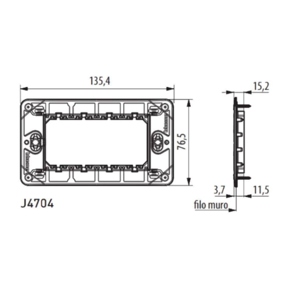 Bticino matixgo supporto per placche diverse modulazioni fissaggio con viti *** numero posti 4 moduli, confezione 1
