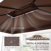 Copertura per Gazebo da Giardino Tetto Sostitutivo Anti-UV Impermeabile in Poliestere 3x4m, Marrone