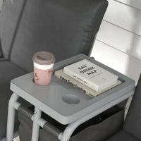 Dondolo 2 Posti con Tavolino e Portabicchieri, in Metallo e Poliestere, 175x110x165 cm, Grigio