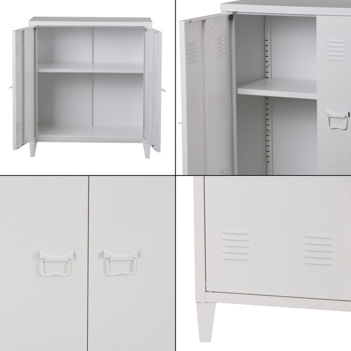 Armadietto da Ufficio Oripää in Acciaio 90 x 80 x 33 cm Bianco [en.casa]