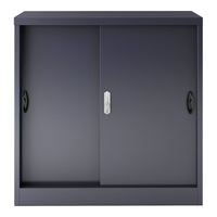 Armadietto da Ufficio Rieti 90x40x90 cm Ante Scorrevoli - Grigio scuro [en.casa]