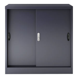 Armadietto da Ufficio Rieti 90x40x90 cm Ante Scorrevoli - Grigio scuro [en.casa]