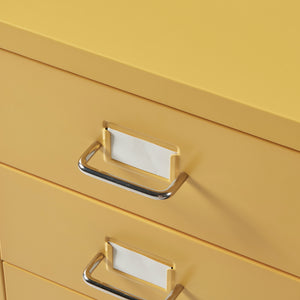 Cassettiera Kökar in Acciaio Mobile Archivio con 5 Cassetti e Rotelle - Giallo [en.casa]