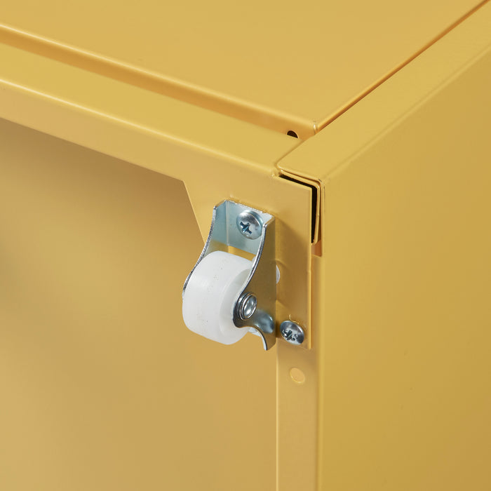 Cassettiera Kökar in Acciaio Mobile Archivio con 5 Cassetti e Rotelle - Giallo [en.casa]