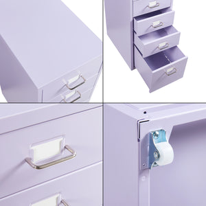 Cassettiera Kökar in Acciaio Mobile Archivio con 5 Cassetti e Rotelle - Lilla [en.casa]
