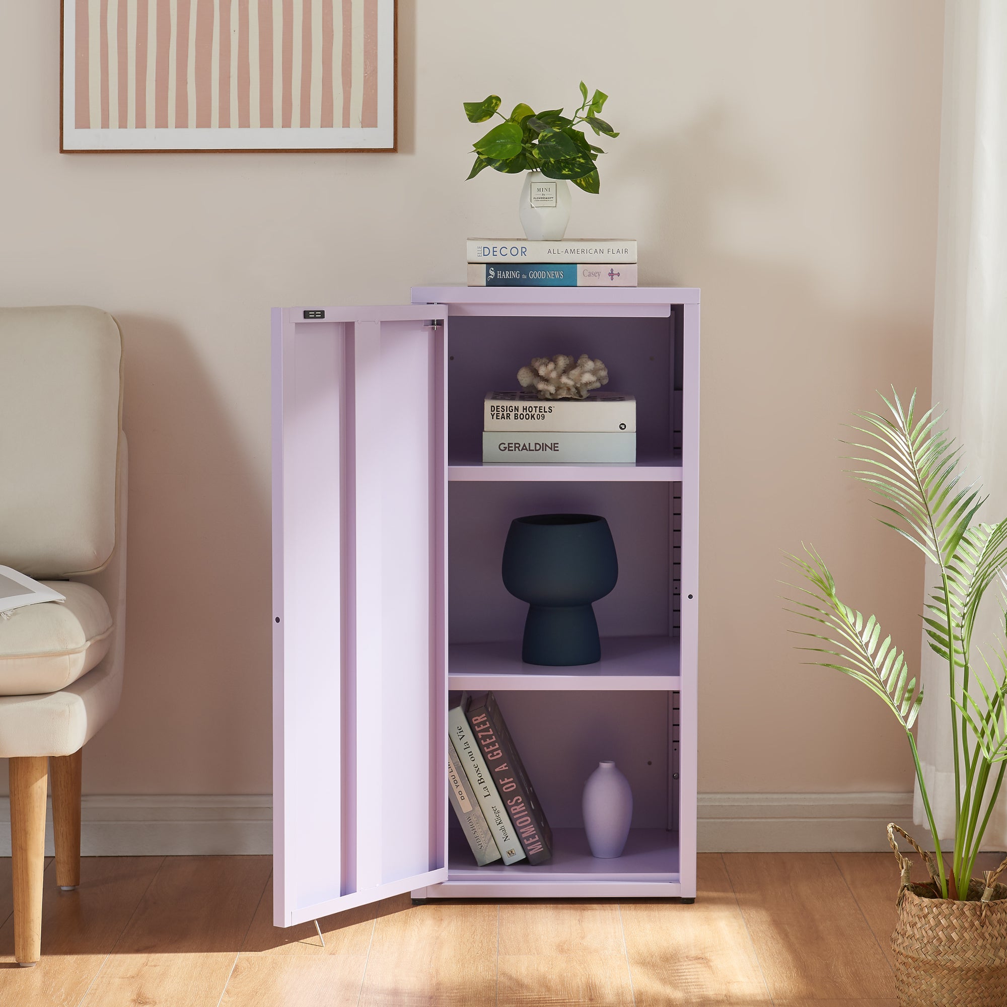 Armadio a Colonna Burlöv in Metallo Mobile per Archivio 88 x 40 x 35 cm Viola [en.casa]