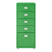 Cassettiera Kökar in Acciaio Mobile Archivio con 5 Cassetti e Rotelle - Verde Mela [en.casa]