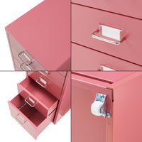 Cassettiera Kökar in Acciaio Mobile Archivio con 5 Cassetti e Rotelle - Rosso Anguria [en.casa]