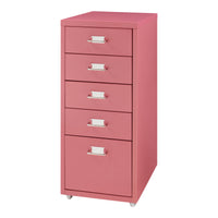 Cassettiera Kökar in Acciaio Mobile Archivio con 5 Cassetti e Rotelle - Rosso Anguria [en.casa]